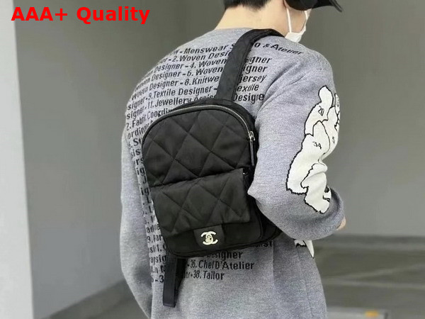 Chanel Coco Neige Neige Two in One Duffle Bag and Backpack in Black Logo Nylon Replica