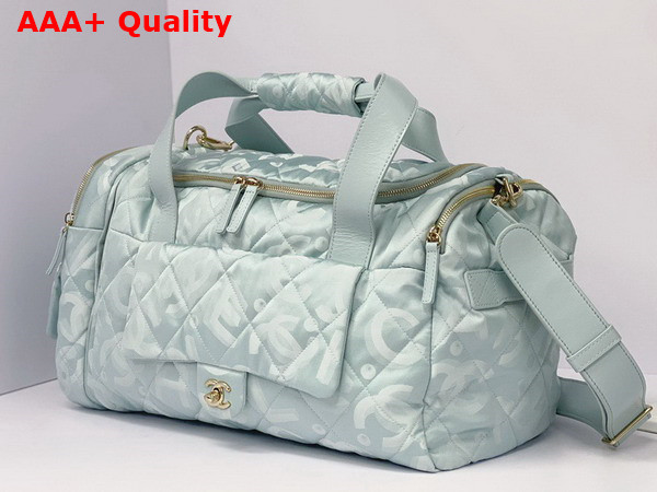 Chanel Coco Neige Neige Two in One Duffle Bag and Backpack in Pale Blue Logo Nylon Replica