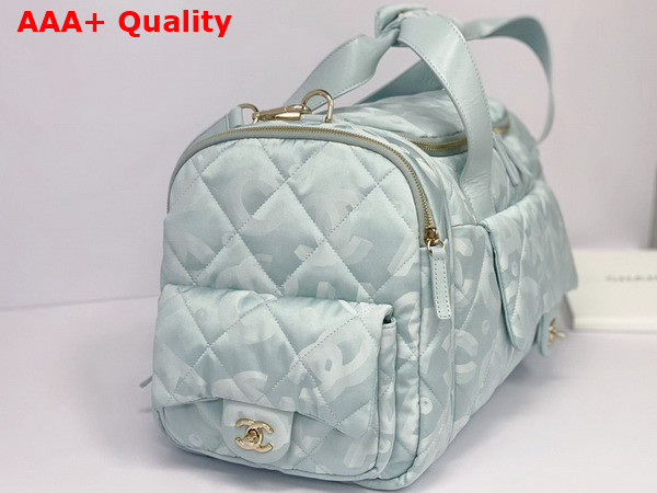 Chanel Coco Neige Neige Two in One Duffle Bag and Backpack in Pale Blue Logo Nylon Replica