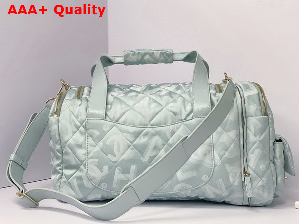 Chanel Coco Neige Neige Two in One Duffle Bag and Backpack in Pale Blue Logo Nylon Replica