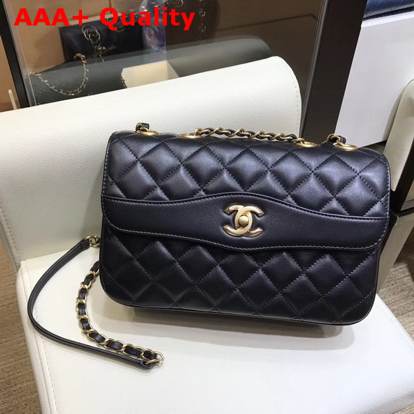 Chanel Coco Vintage Flap Bag Black Lambskin Gold Tone Metal Replica