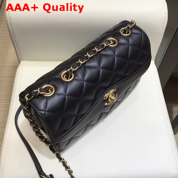 Chanel Coco Vintage Flap Bag Black Lambskin Gold Tone Metal Replica