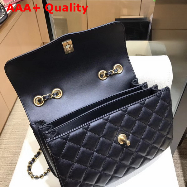 Chanel Coco Vintage Flap Bag Black Lambskin Gold Tone Metal Replica