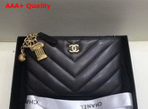 Chanel Coin Pouch in Black Chevron Lambskin with Charms Replica