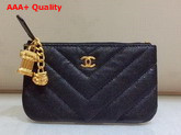 Chanel Coin Pouch in Black Grained Lambskin with Charms Replica