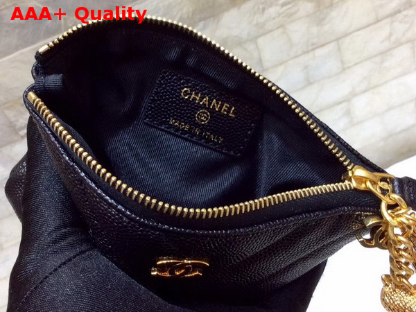 Chanel Coin Pouch in Black Grained Lambskin with Charms Replica