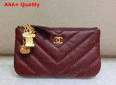 Chanel Coin Pouch in Burgundy Grained Lambskin with Charms Replica