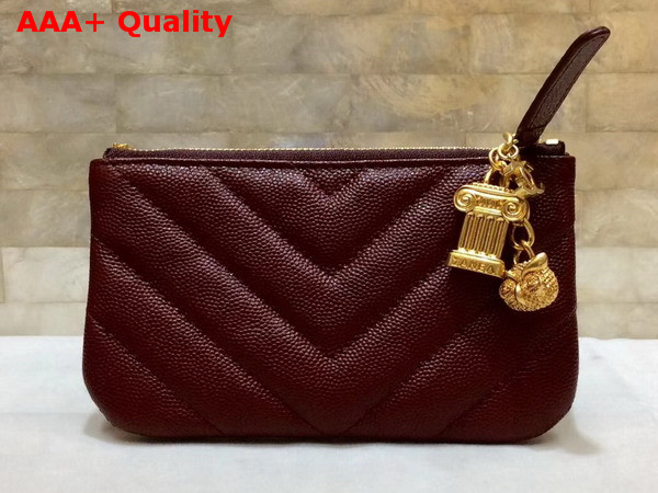 Chanel Coin Pouch in Burgundy Grained Lambskin with Charms Replica