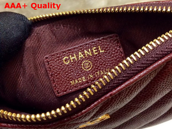 Chanel Coin Pouch in Burgundy Grained Lambskin with Charms Replica