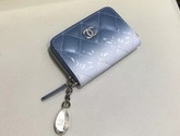 Chanel Coin Purse Blue Calfskin and White Patent Calfskin