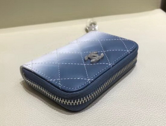 Chanel Coin Purse Blue Calfskin and White Patent Calfskin