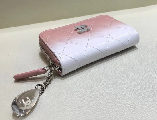 Chanel Coin Purse Pink Calfskin and White Patent Calfskin