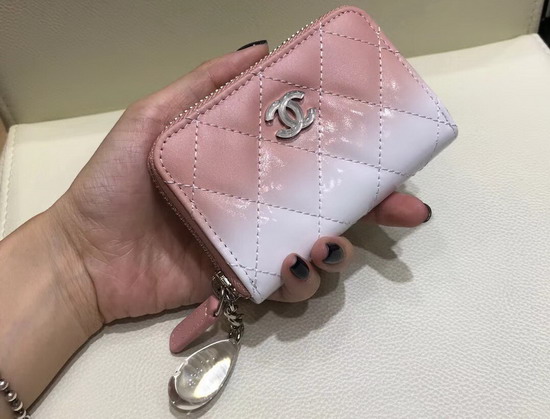 Chanel Coin Purse Pink Calfskin and White Patent Calfskin