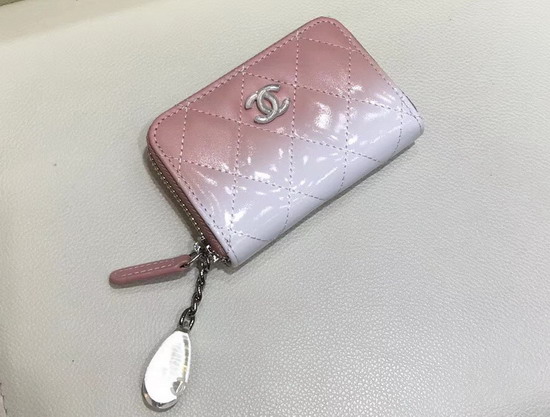 Chanel Coin Purse Pink Calfskin and White Patent Calfskin