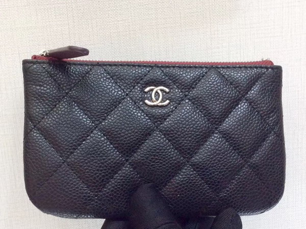 Chanel Coin Purse in Black Caviar Leather For Sale