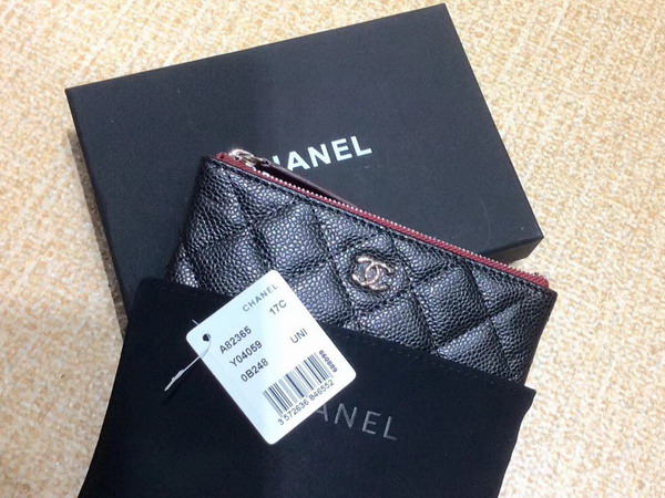 Chanel Coin Purse in Black Caviar Leather For Sale