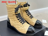 Chanel Combat Boots Lambskin and Patent Calfskin Beige and Black Ref G45005 Replica