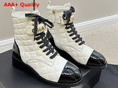 Chanel Combat Boots Lambskin and Patent Calfskin White and Black Ref G45005 Replica