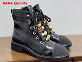 Chanel Combat Boots in Black Calfskin Grosgrain Imitation Pearls Strass Metal G45856 Replica