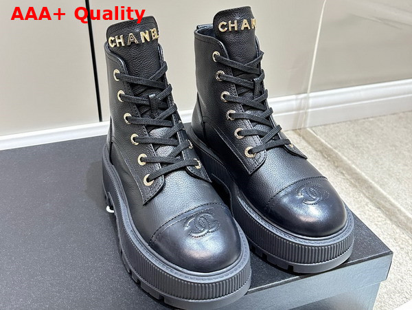 Chanel Combat Boots in Black Calfskin Replica