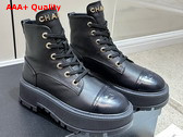 Chanel Combat Boots in Black Calfskin Replica