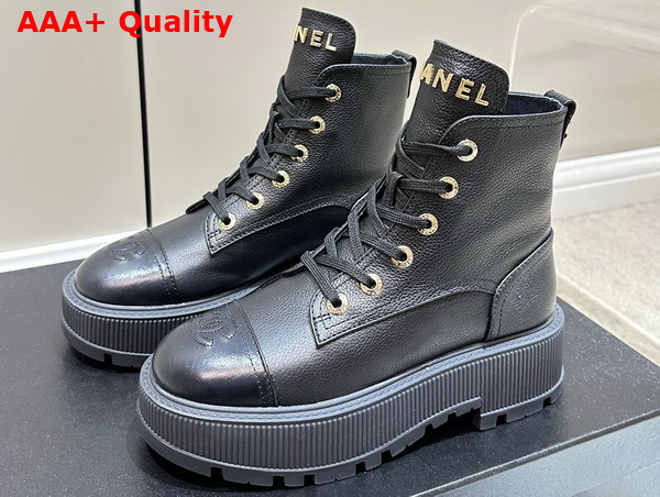 Chanel Combat Boots in Black Calfskin Replica