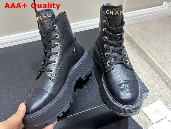 Chanel Combat Boots in Black Calfskin Replica