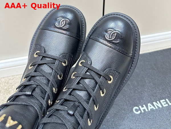 Chanel Combat Boots in Black Calfskin Replica