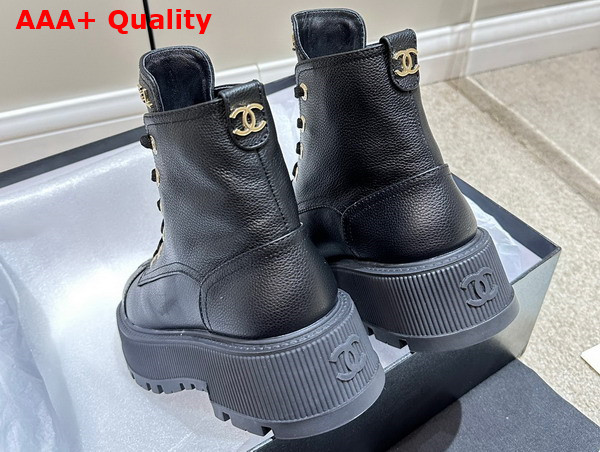 Chanel Combat Boots in Black Calfskin Replica