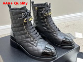 Chanel Combat Boots in Black Lambskin and Patent Calfskin Ref G45005 Replica