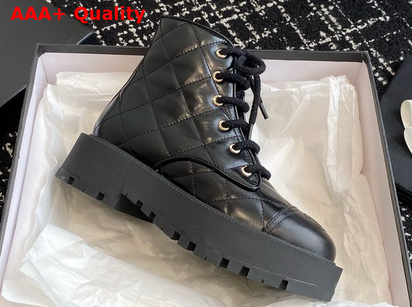 Chanel Combat Boots in Black Quilted Calfskin Replica