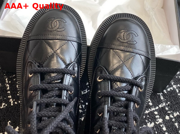 Chanel Combat Boots in Black Quilted Calfskin Replica