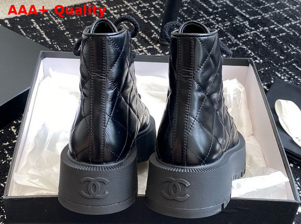 Chanel Combat Boots in Black Quilted Calfskin Replica