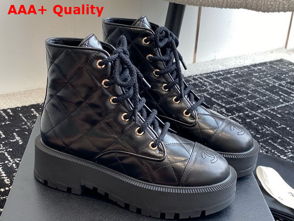 Chanel Combat Boots in Black Quilted Calfskin Replica