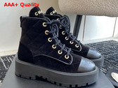 Chanel Combat Boots in Black Velvet Replica