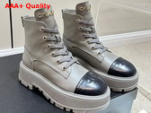 Chanel Combat Boots in Grey and Black Calfskin Replica