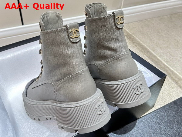 Chanel Combat Boots in Grey and Black Calfskin Replica