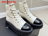 Chanel Combat Boots in White and Black Calfskin Replica