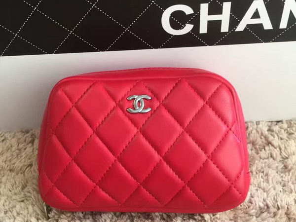 Chanel Cosmetic Purse Red Lambskin for Sale