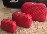 Chanel Cosmetic Purse Red Lambskin for Sale