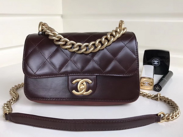 Chanel Cosmopolite Flap Bag Calfskin Iridescent Calfskin Burgundy Small Model For Sale