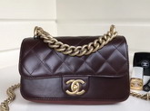 Chanel Cosmopolite Flap Bag Calfskin Iridescent Calfskin Burgundy Small Model For Sale