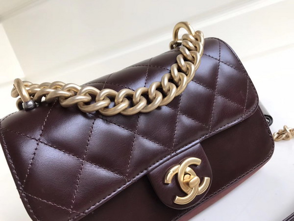 Chanel Cosmopolite Flap Bag Calfskin Iridescent Calfskin Burgundy Small Model For Sale