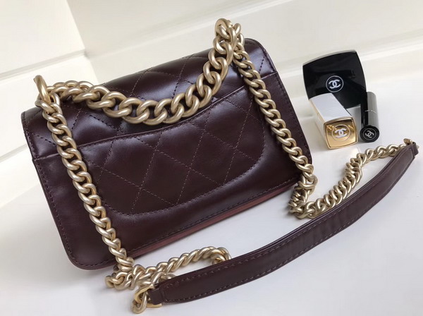 Chanel Cosmopolite Flap Bag Calfskin Iridescent Calfskin Burgundy Small Model For Sale