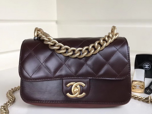 Chanel Cosmopolite Flap Bag Calfskin Iridescent Calfskin Burgundy Small Model For Sale