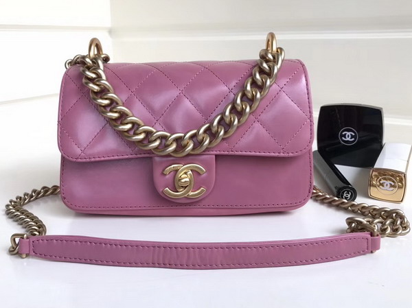 Chanel Cosmopolite Flap Bag Calfskin Iridescent Calfskin Pink Small Model For Sale