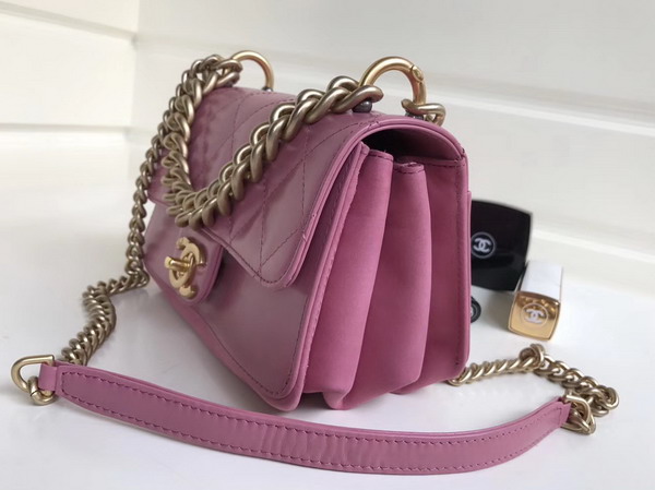 Chanel Cosmopolite Flap Bag Calfskin Iridescent Calfskin Pink Small Model For Sale