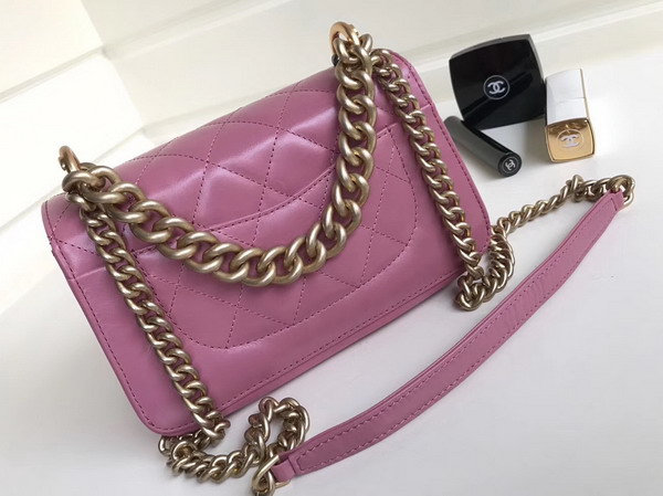 Chanel Cosmopolite Flap Bag Calfskin Iridescent Calfskin Pink Small Model For Sale