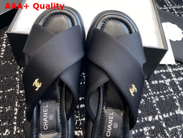 Chanel Cross Mules in Black Satin Replica