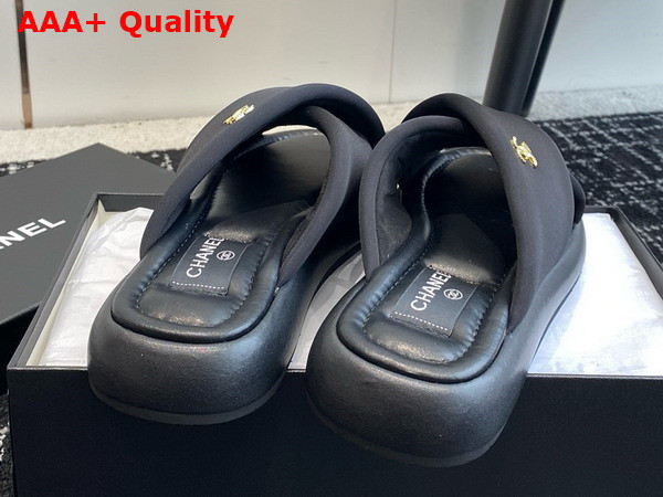 Chanel Cross Mules in Black Satin Replica